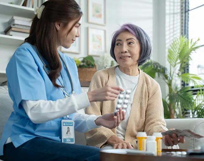 Caregiver with elderly patient